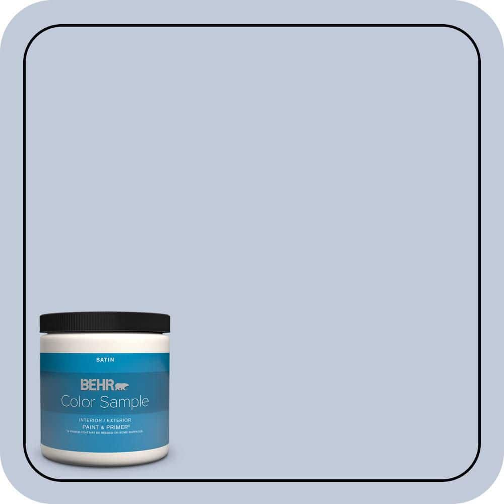 BEHR PREMIUM PLUS 8 oz. #600E-3 Icy Brook Satin Enamel Interior/Exterior Paint & Primer Color Sample