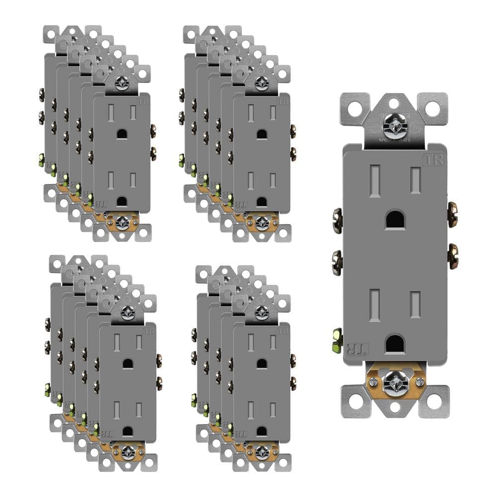 ENERLITES Amp Decorator Duplex Outlet Receptacle, Tamper Resistant, (20-Pack)