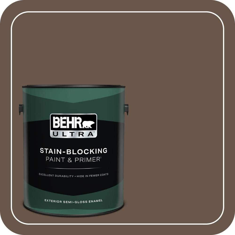 BEHR ULTRA 1 gal. #PPU5-18 Chocolate Swirl Semi-Gloss Enamel Exterior Paint & Primer