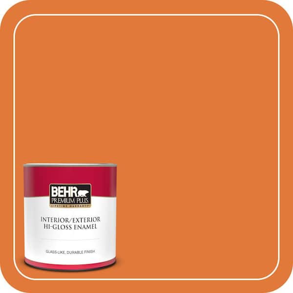 BEHR PREMIUM PLUS 1 qt. #S-G-260 Citrus Blast Hi-Gloss Enamel Interior/Exterior Paint & Primer (2)