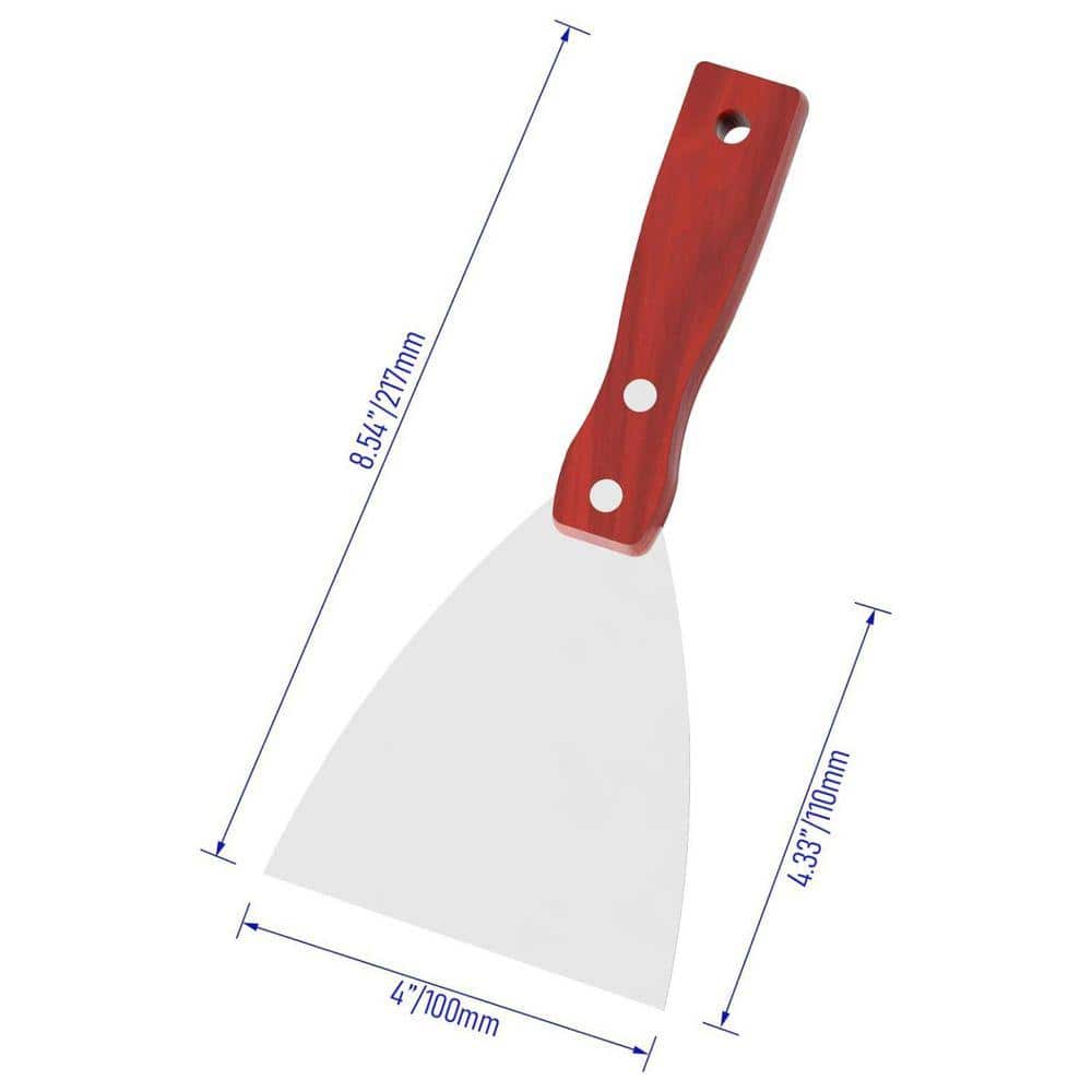 KIWDZFU 4 Inch Stainless Steel Joint Taping Knife with Wooden Handle for Drywall Decals Wall Paper Floor Tile Patching (2)