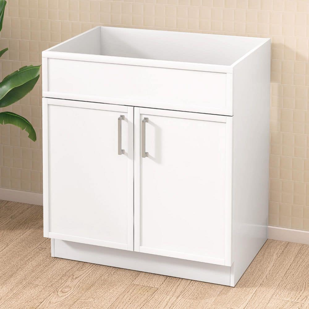 Getpro 30 in. W x 21.5 in. D x 33.5 in. H Bath Vanity Cabinet without Top in Matte White MDF Cabinet with Doors Unassembled (1)