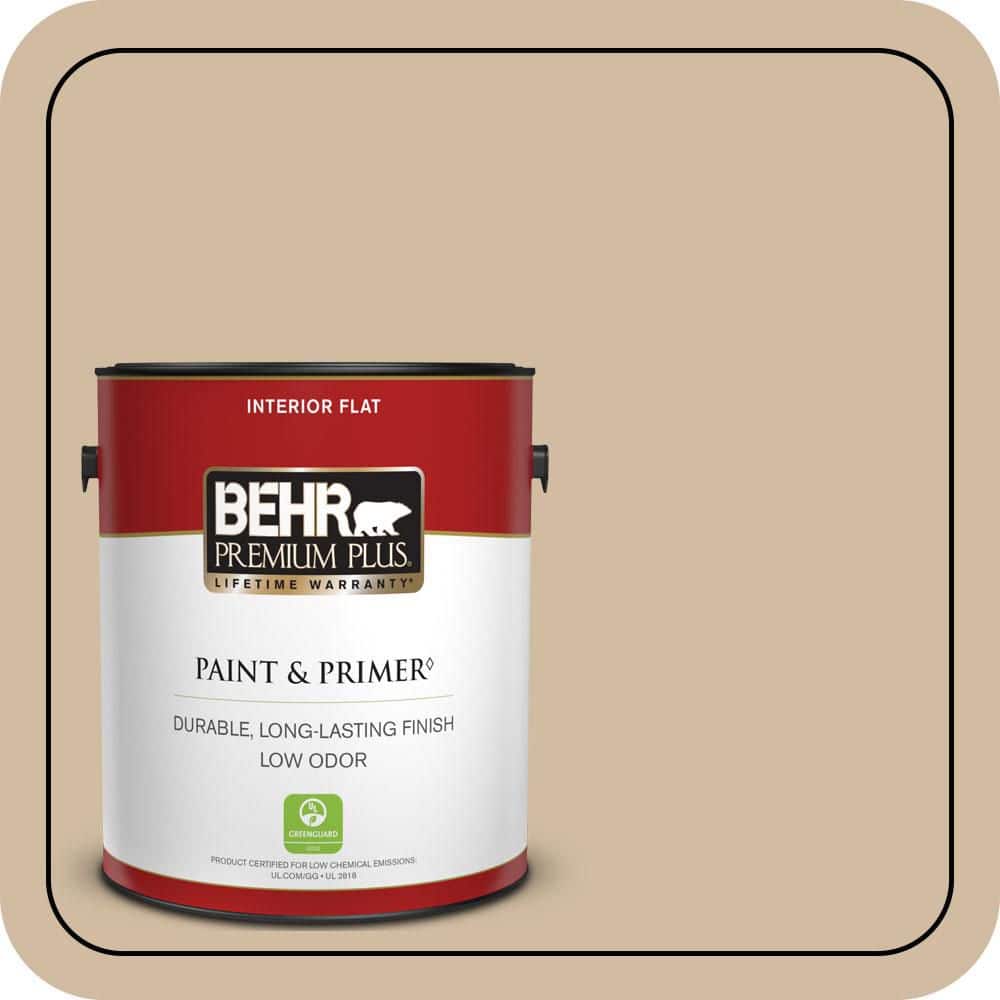 BEHR PREMIUM PLUS 1 gal. #N270-3 Coco Flat Low Odor Interior Paint & Primer