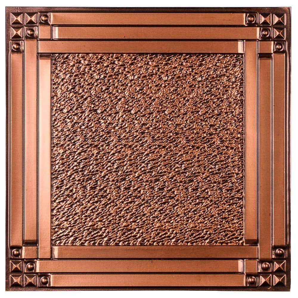 uDecor Genoa 2 ft. x 2 ft. Lay-in or Glue-up Ceiling Tile in Antique Copper (40 sq. ft. / case) (3)