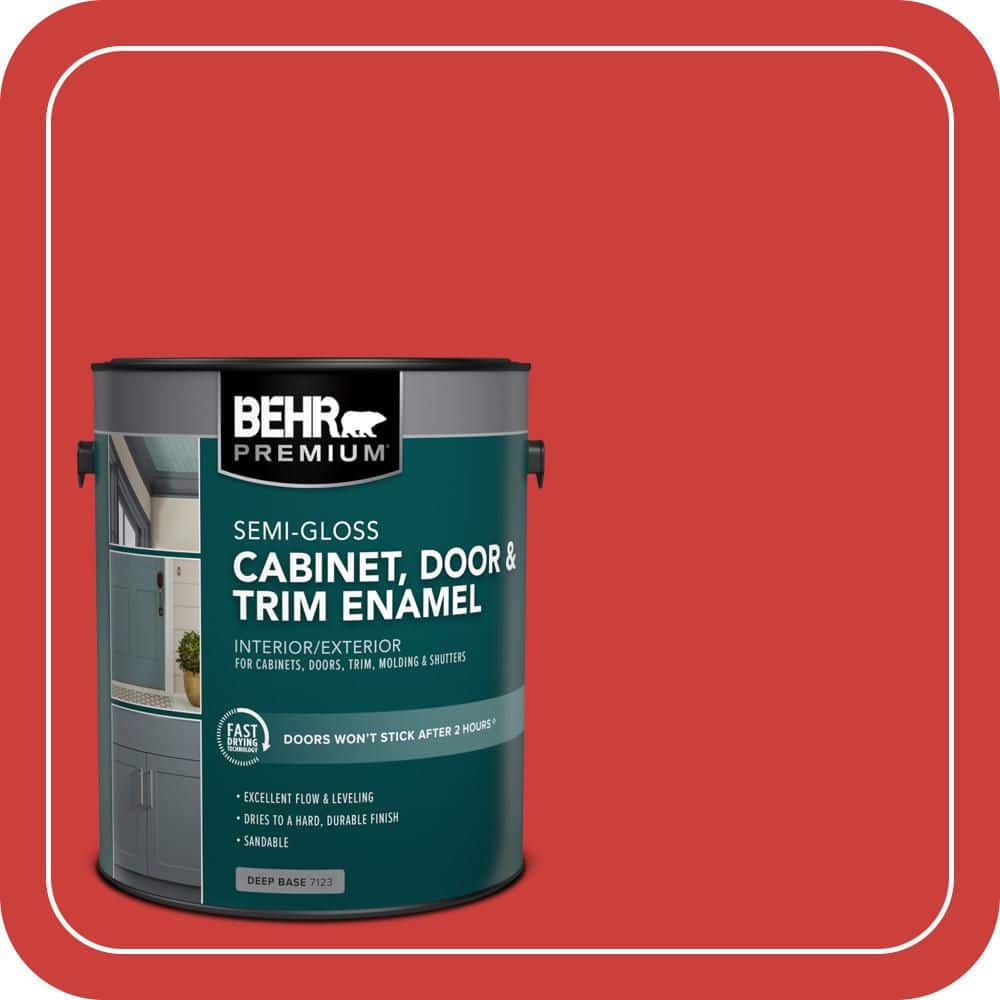 BEHR PREMIUM 1 gal. #S-G-180 Grenadine Semi-Gloss Enamel Interior/Exterior Cabinet, Door & Trim Paint