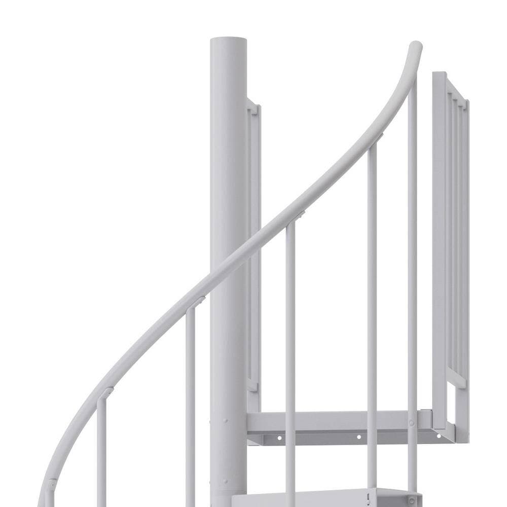 Mylen STAIRS Condor White Interior 42in Diameter, Fits Height 110.5in - 123.5in, 2 36in Tall Platform Rails Spiral Staircase Kit (3)
