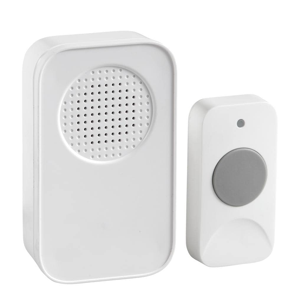 Newhouse Hardware Plug-In Wireless Door Chime Kit with Remote, 150 ft. Operating Range, Push Button, 32 Chimes, White