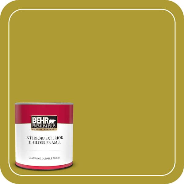 BEHR PREMIUM PLUS 1 qt. #P330-7 Luscious Lime Hi-Gloss Enamel Interior/Exterior Paint & Primer (2)