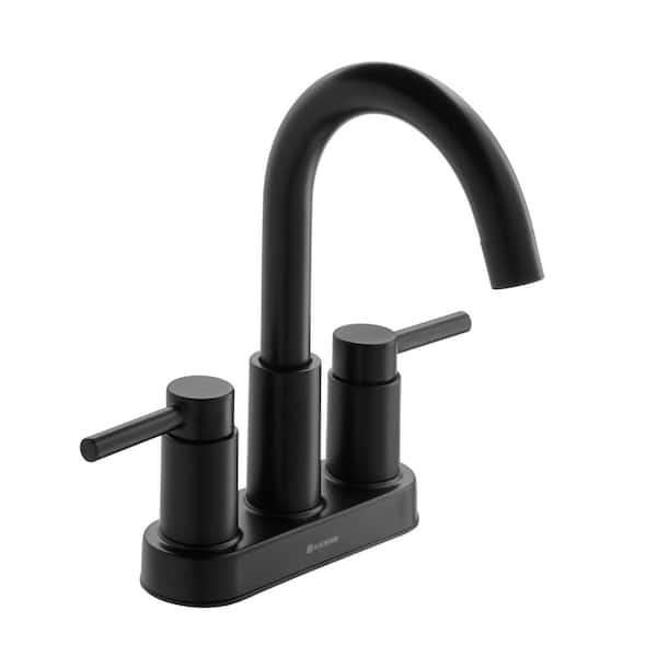 Glacier Bay Dorind 4 in. Centerset 2-Handle High-Arc Bathroom Faucet in Matte Black