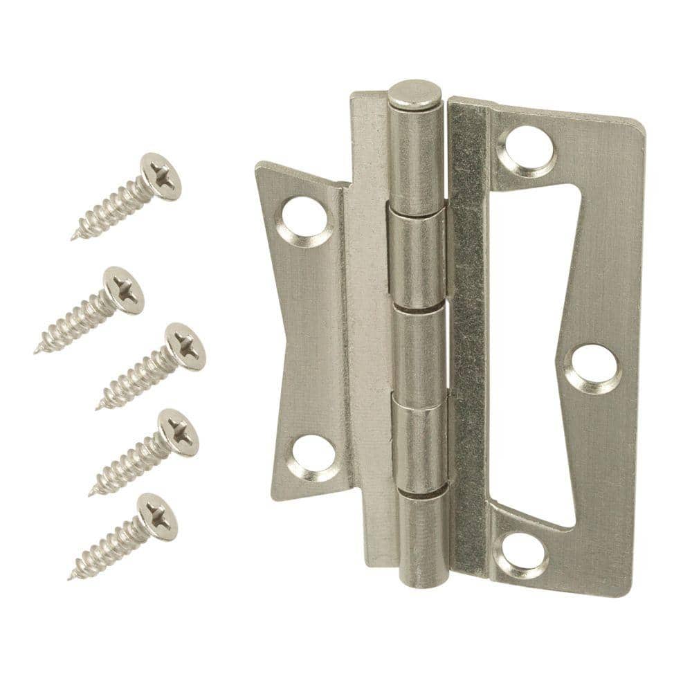 Everbilt 2-Pack 2-1/2 in. Satin Nickel Non-Mortise Surface Mount Door Hinge