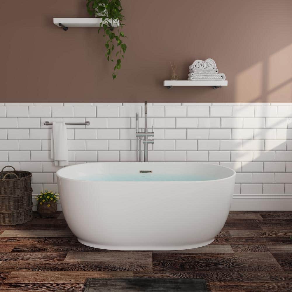 ANGELES HOME 31.5 in. Acrylic Freestanding Flatbottom Double Ended Soaking Bathtub Glossy (1)