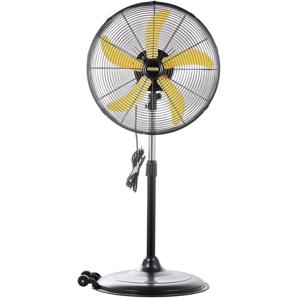WOCK HICFM 20 in. Yellow Pedestal Fan, 5000 CFM High Velocity Heavy Duty Fan for Garage, Commercial, Industrial - UL Listed (1)