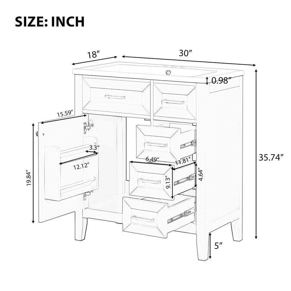 COWLOWN 30 in. D x 18 in. W x 35.74 in. H Bathroom White Linen Cabinet (2)