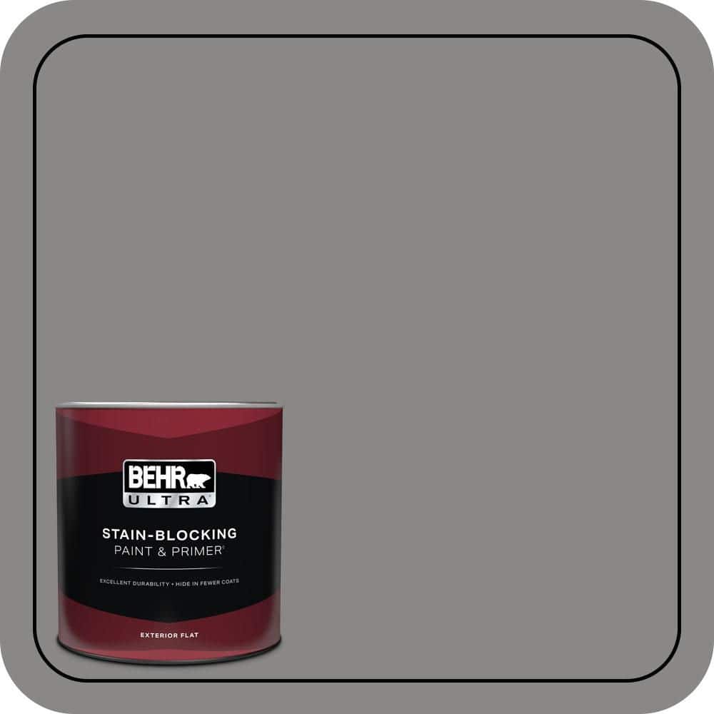 BEHR ULTRA 1 qt. #PPU26-04 Falcon Gray Flat Exterior Paint & Primer