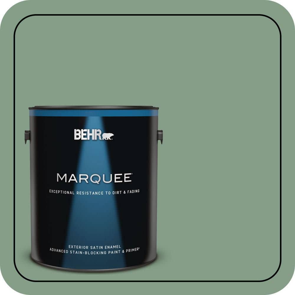 BEHR MARQUEE 1 gal. #S410-5 Track Green Satin Enamel Exterior Paint & Primer
