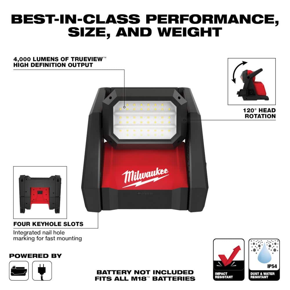 Milwaukee M18 GEN-2 18-Volt Lithium-Ion Cordless 4000 Lumens ROVER LED AC/DC Flood Light (Tool-Only) (3)