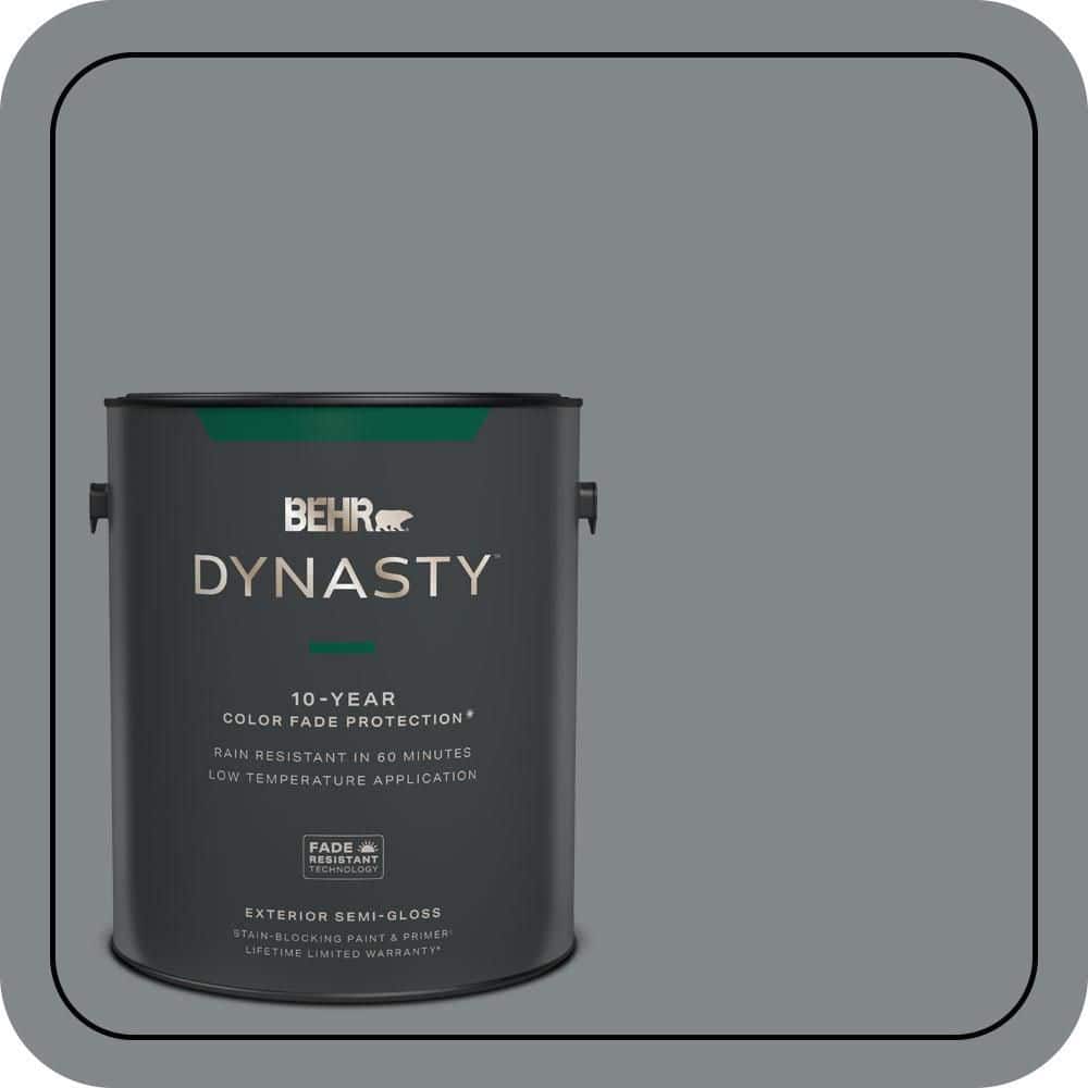 BEHR DYNASTY 1 gal. #N500-5 Magnetic Gray color Semi-Gloss Enamel Exterior Stain-Blocking Paint & Primer