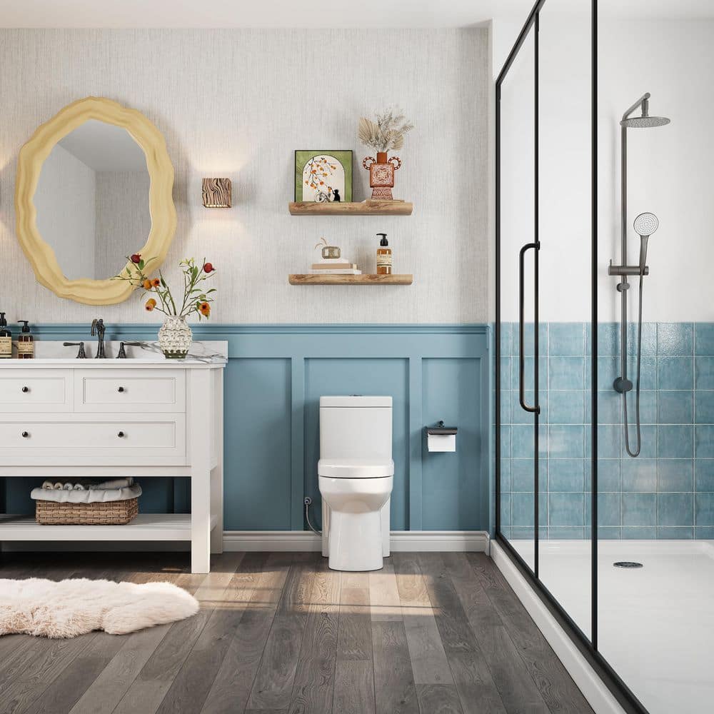Hanikes One-Piece 1.1/1.6 GPF Dual Flush Toilet Soft Close Seat Included (2)