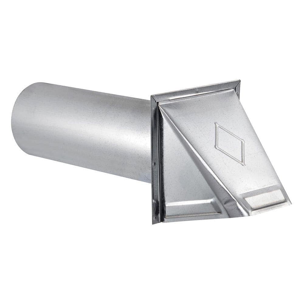 Lambro 4 in. 26-Gauge Galvanized Steel Wall Exhaust Hood Bath Fan Vent with Damper, Wire-Mesh Screen, and 11 in. Pipe