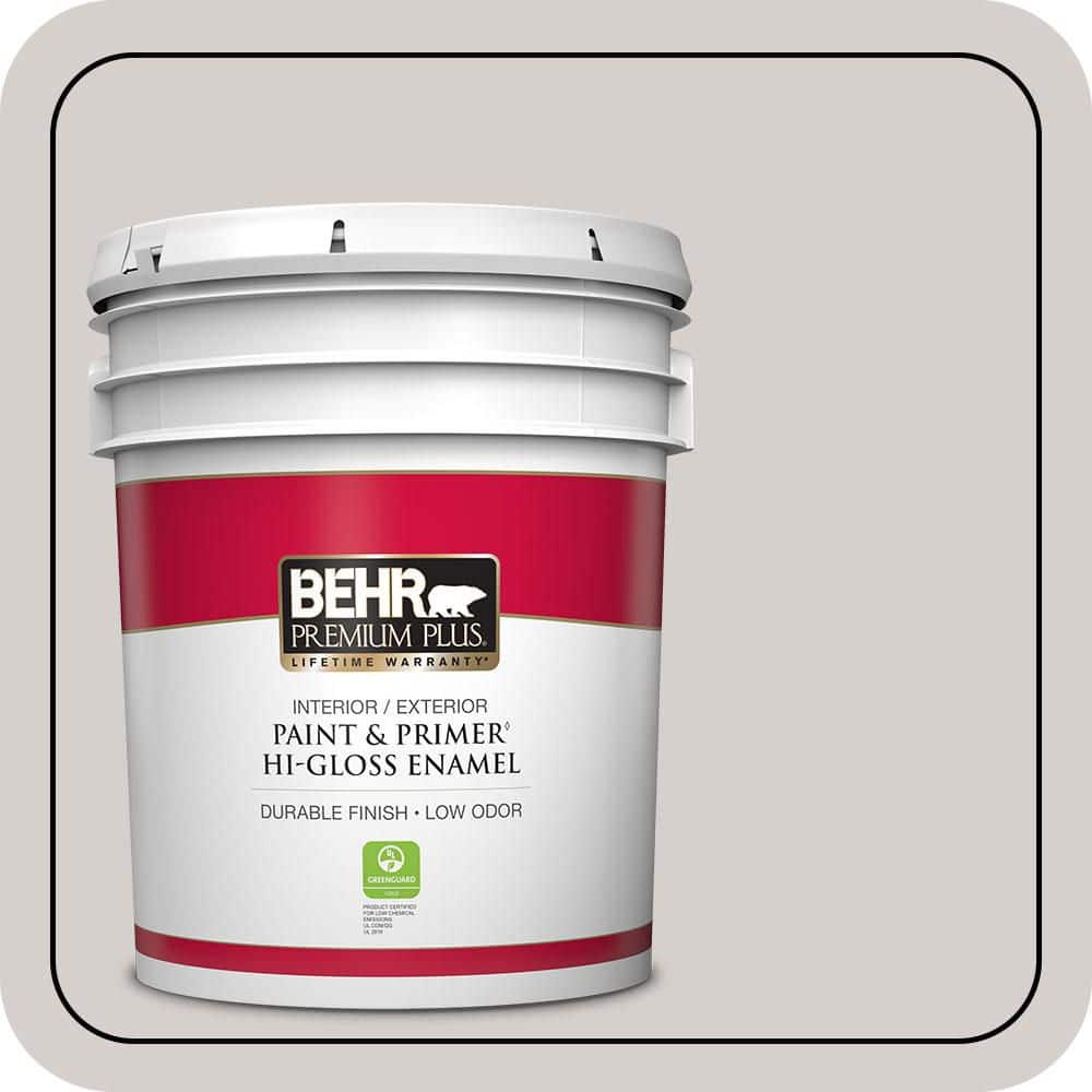 BEHR PREMIUM PLUS 5 Gal. #N140-1A Soft Lilac Hi-Gloss Enamel Interior/Exterior Paint and Primer (1)
