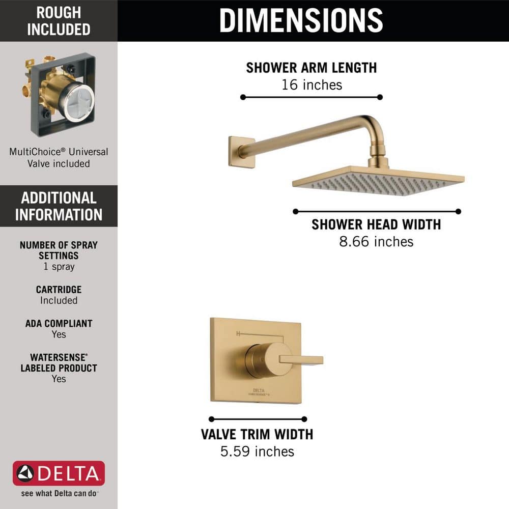 Delta Vero Gold Single Handle 1-Spray Shower Faucet 1.75 GPM with Pressure Balance in Champagne Bronze (3)