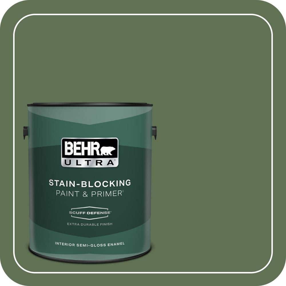 BEHR ULTRA 1 gal. #QE-39 Willow Leaf Extra Durable Semi-Gloss Enamel Interior Paint & Primer