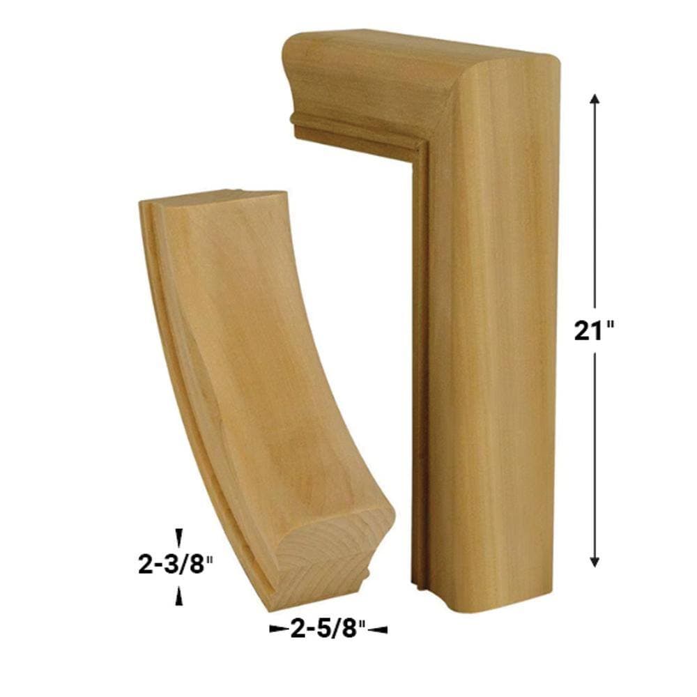 EVERMARK Stair Parts 7299 Unfinished Poplar Straight 2-Rise Gooseneck No Cap Handrail Fitting (3)