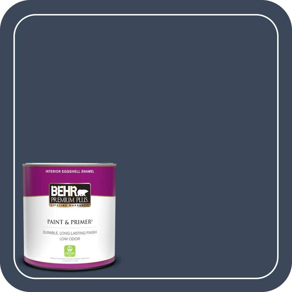 BEHR PREMIUM PLUS 1 qt. #M500-7 Very Navy Eggshell Enamel Low Odor Interior Paint & Primer (1)