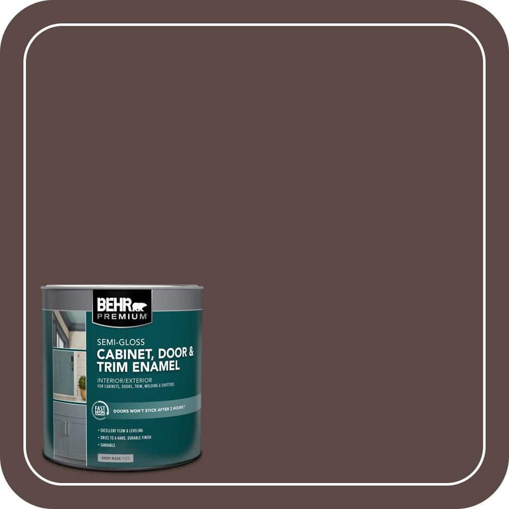 BEHR PREMIUM 1 qt. #MQ1-58 Chocolate Soul Semi-Gloss Enamel Interior/Exterior Cabinet, Door & Trim Paint