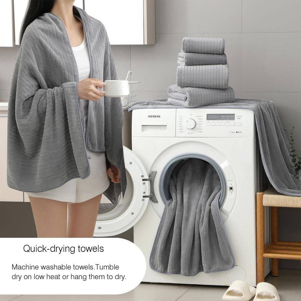 Wudkey 18-Piece Bathroom Accessory Set in Gray, Highly Absorbent Quick Dry Towels Set for Bathroom, Hotel and Spa (2)