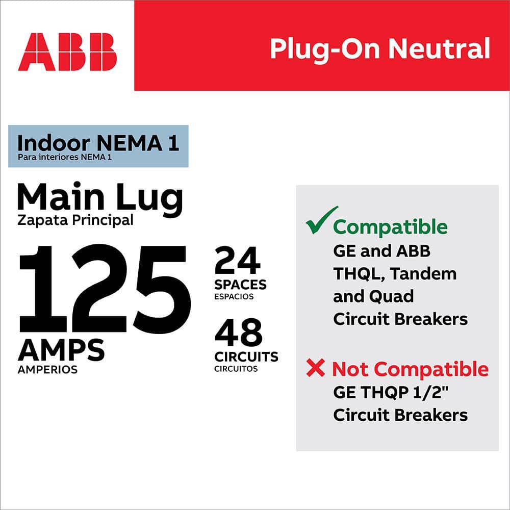 ABB 125 Amp 24-Space 48-Circuit Main Lug Indoor Plug-On Neutral Load Center Value Pack (PAL2412PA) (3)