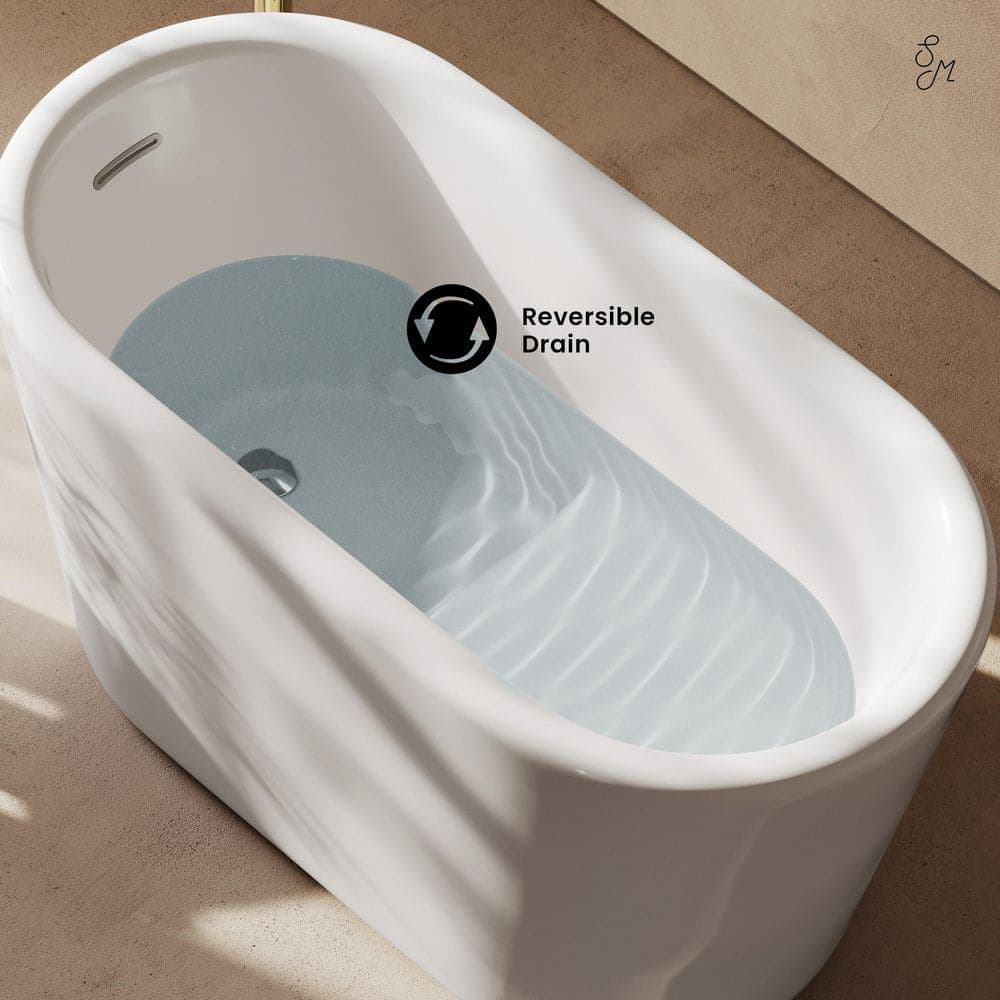 Swiss Madison Nanterre 51 in. x 26 in. Japanese Soaking Freestanding Bathtub in Glossy White, Drain Included (3)