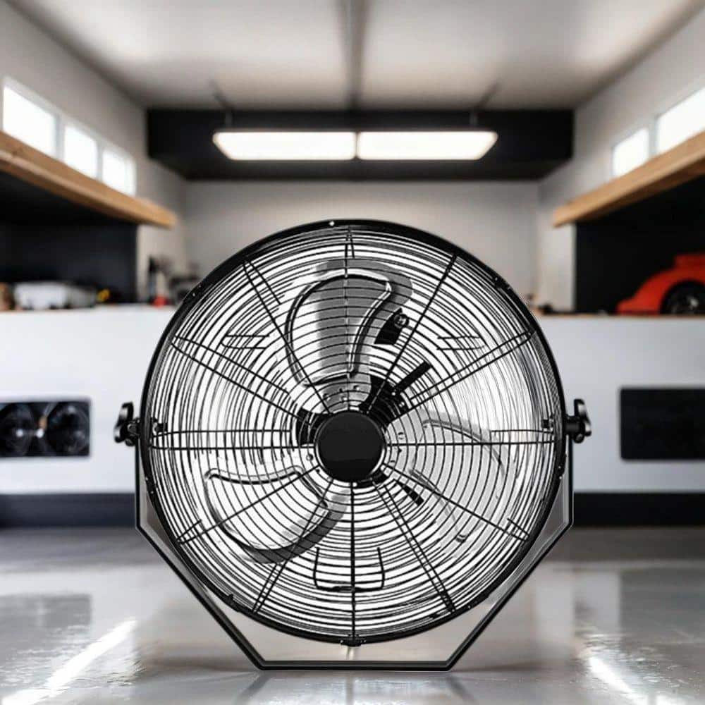 WOCK 18 in. Wall Mounted Fan in Black with 3 Speeds, 360° Tilt Adjustment, 4,000 CFM (1)