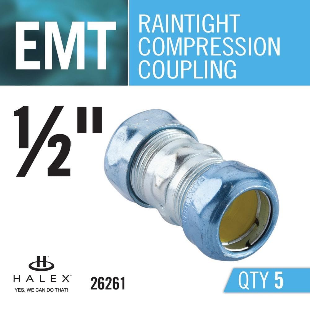 Halex 1/2 in. Electrical Metallic Tube (EMT) Rain Tight Coupling (5-Pack) (2)