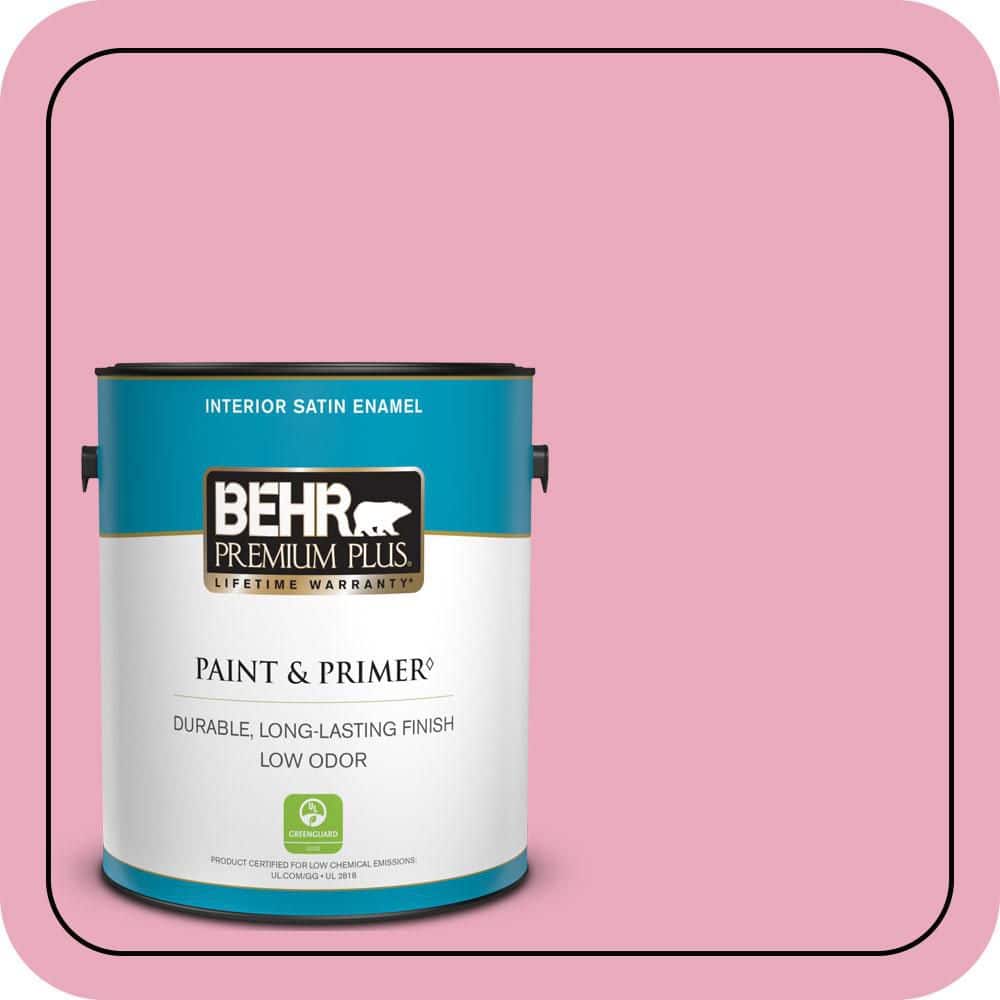 BEHR PREMIUM PLUS 1 gal. #T11-14 Kawaii Satin Enamel Low Odor Interior Paint & Primer