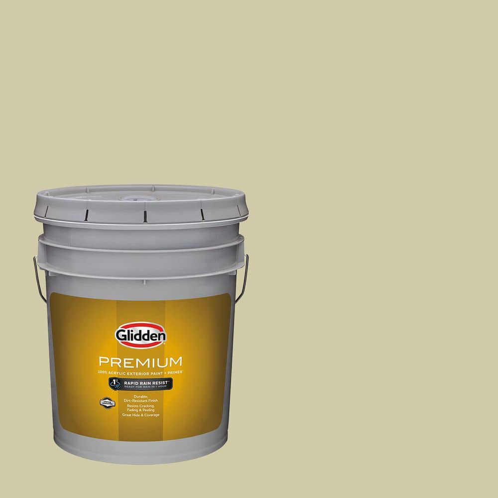 Glidden Premium 5 gal. PPG1114-3 Canary Grass Semi-Gloss Exterior Latex Paint