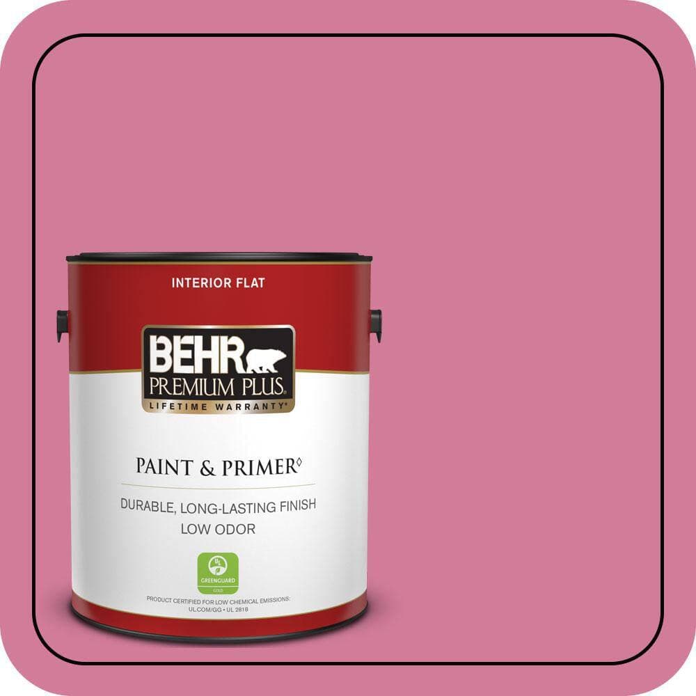 BEHR PREMIUM PLUS 1 gal. #P130-5 Little Bow Pink Flat Low Odor Interior Paint & Primer (1)