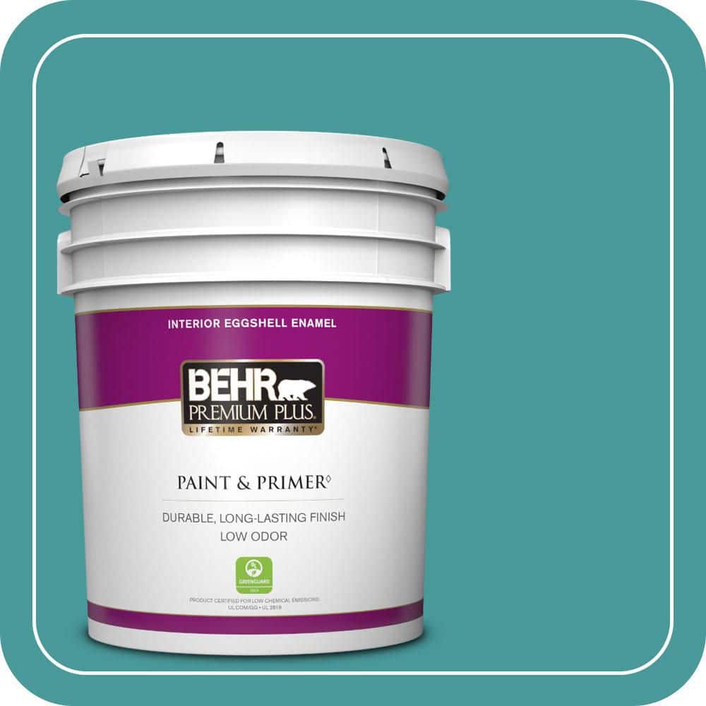 BEHR PREMIUM PLUS 5 gal. #510D-6 Aquatic Green Eggshell Enamel Low Odor Interior Paint & Primer