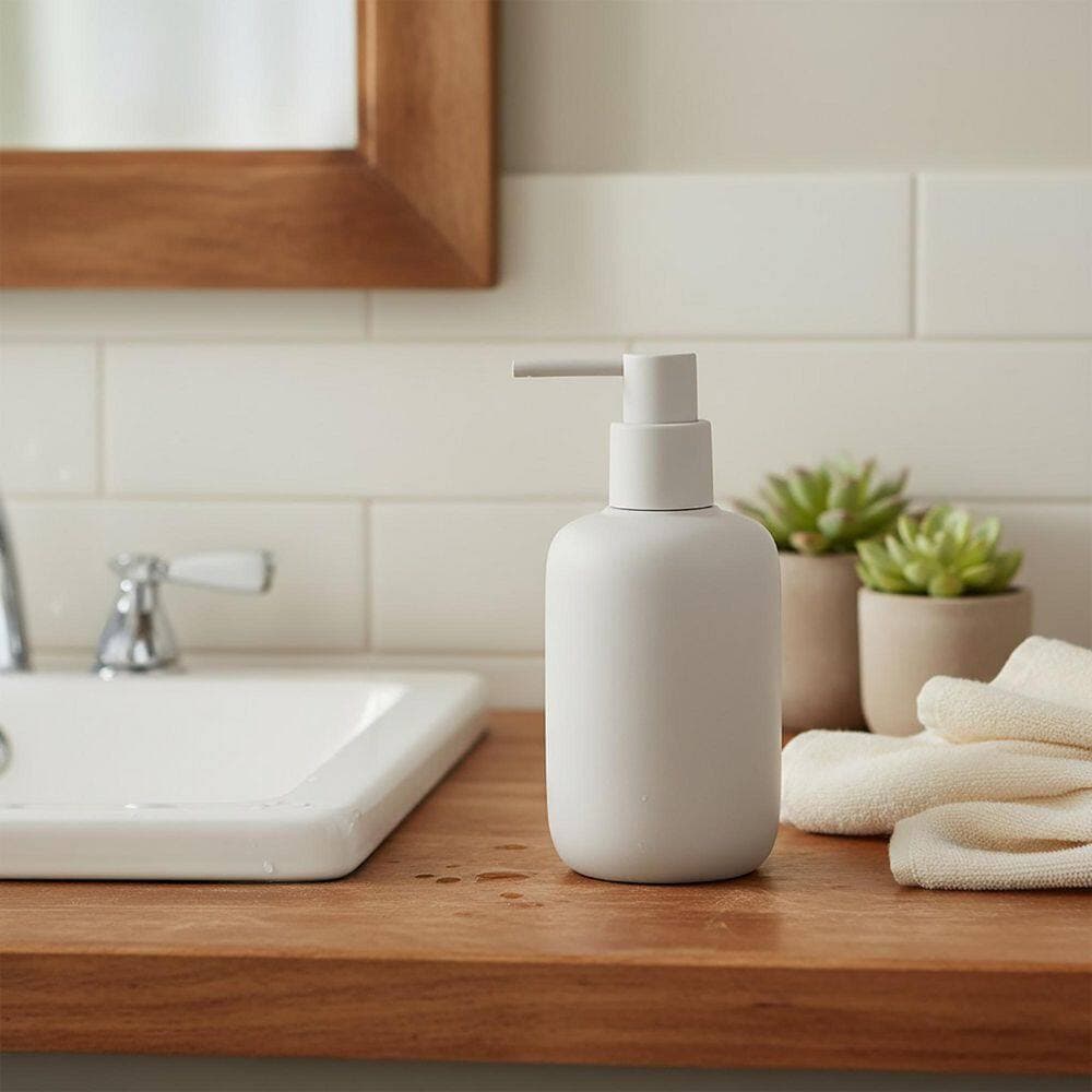 EVIDECO French Home Goods Japandi Oval Soap Dispenser 8 oz. Beige (2)