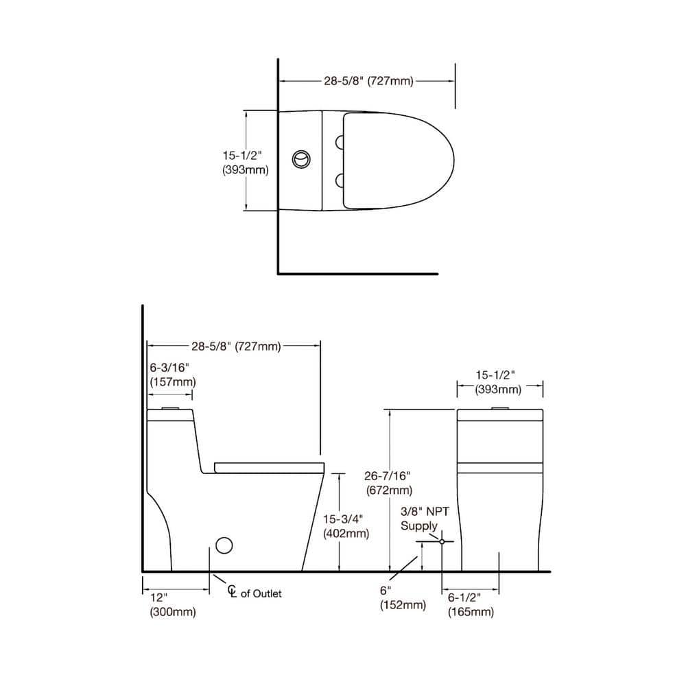 Logmey One-Piece Toilet 1.1/1.6 GPF Dual Flush Elongated Toilet in White Seat Included (2)