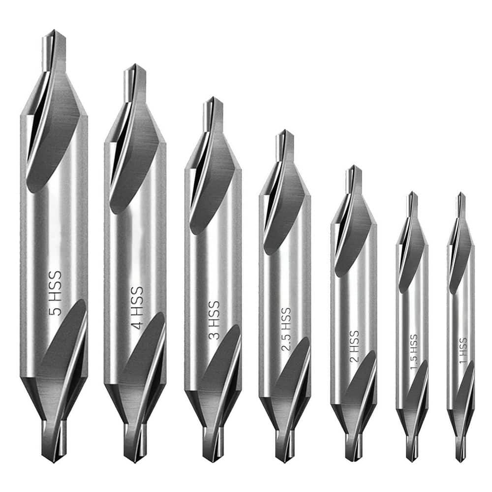 Unbranded M2 HSS Center Drill Bits Set 1.0-5.0mm, 60° Angle Countersink for Lathe Metalworking Precision (7-Pack)