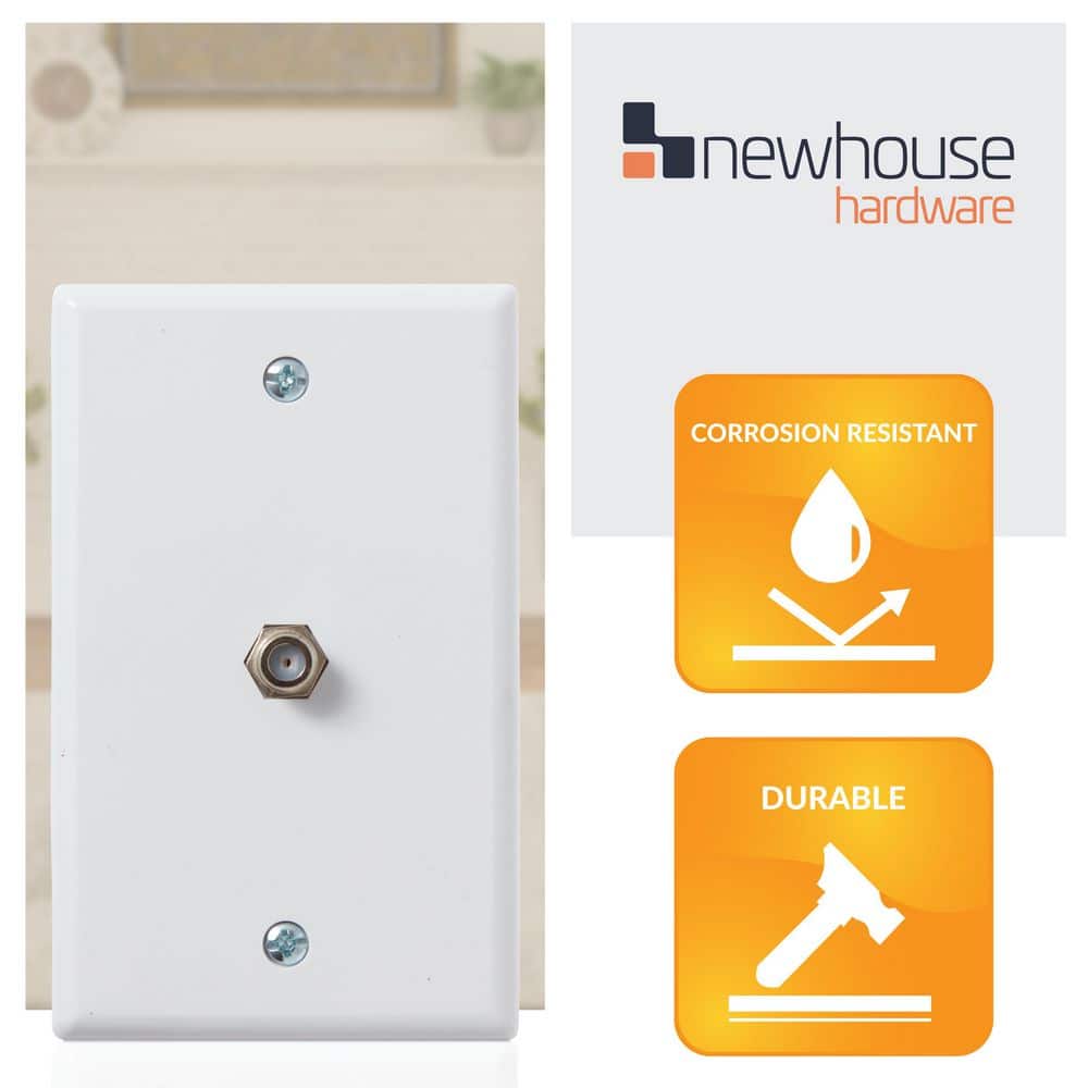 Newhouse Hardware White 1-Gang TV Cable Wall Plate, F Connector, for Coax Cable, Single Port Video Wall Jack (5-Pack) (3)