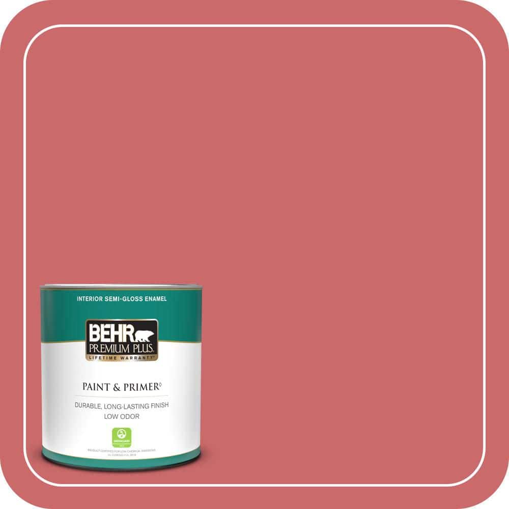 BEHR PREMIUM PLUS 1 qt. #MQ4-02 Strawberry Wine Semi-Gloss Enamel Low Odor Interior Paint & Primer