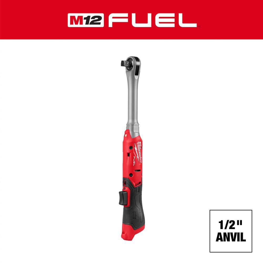Milwaukee M12 FUEL 12V Lithium Ion Brushless 1/2 in. Drive Extended Reach Cordless Ratchet (Tool Only)