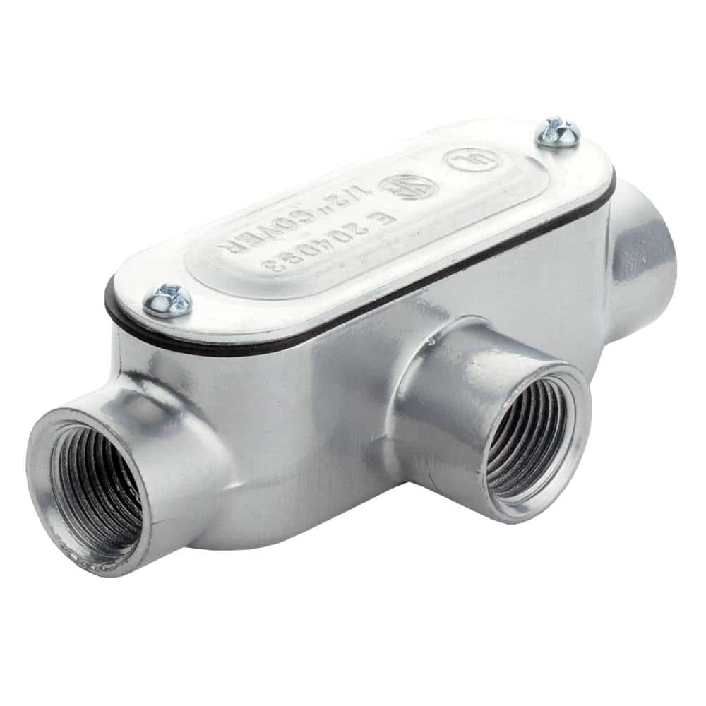 Commercial Electric 1/2 in. Rigid Metal Conduit (RMC) Threaded Conduit Body with Stamped Cover (Type T) (2)