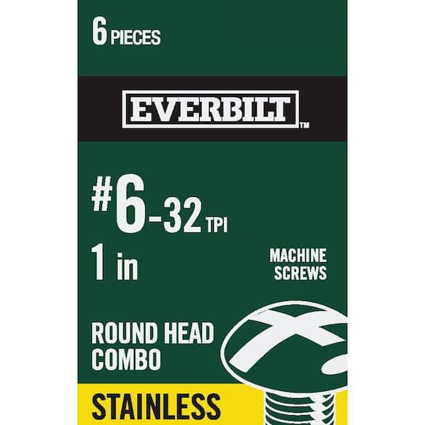 Everbilt #6-32 x 1 in. Stainless Steel Combo Round Head Machine Screw (6-Pack) (2)
