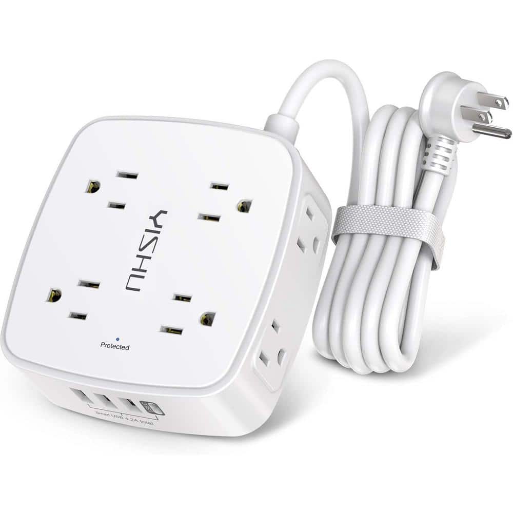 Lukyamzn 6 ft. 8-Outlets Surge Protector Power Strip with 3-USB and 1-USB-C Ports, ETL Listed in White (1)