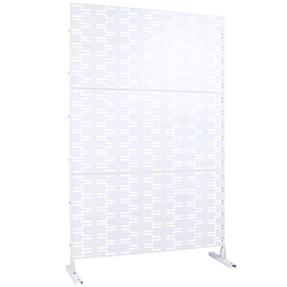 Unbranded Outdoor & Indoor 6.3 ft. x 4 ft. Freestanding Decorative Privacy Fence Screen White Metal for Garden Fence (1)