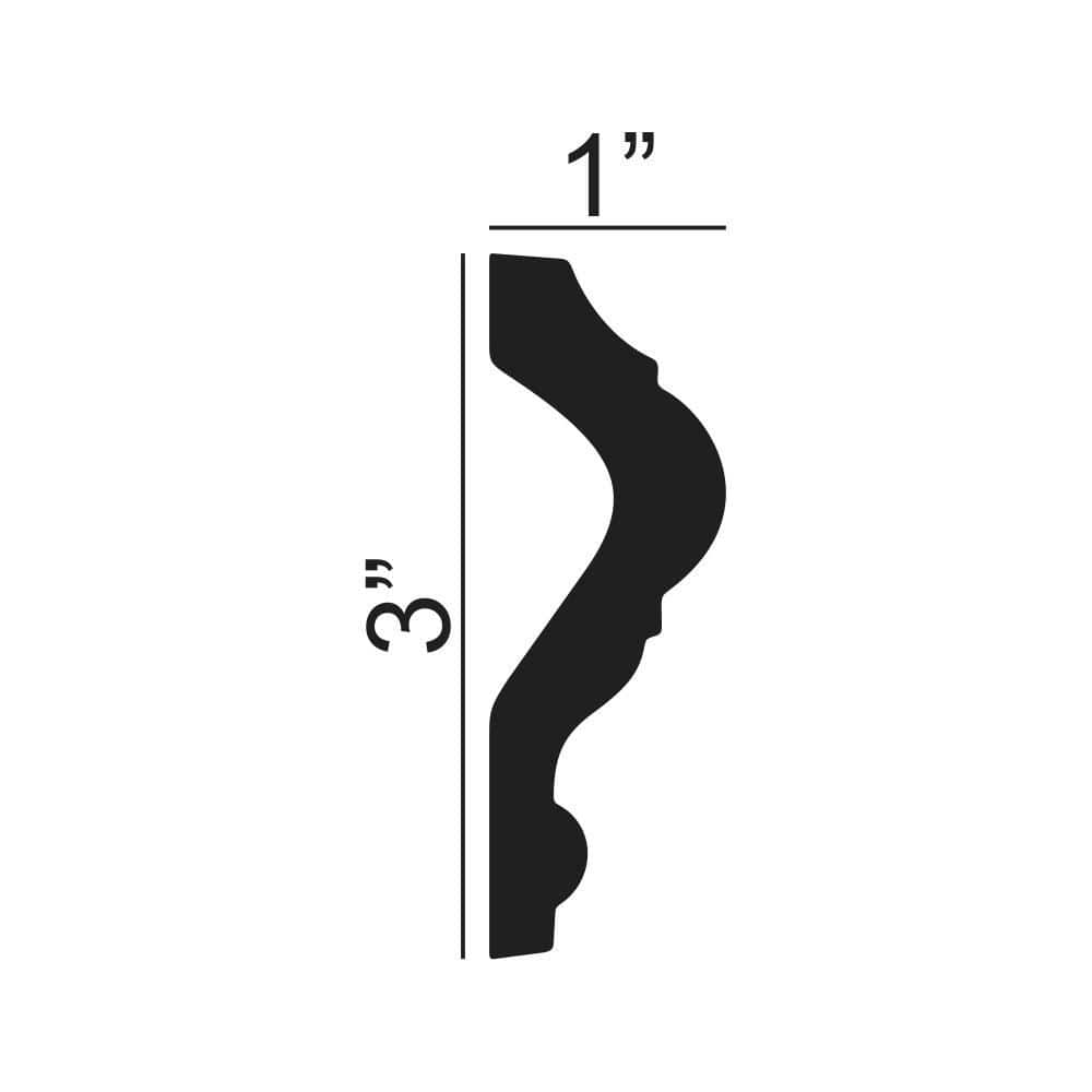 American Pro Decor 3 in. x 1 in. x 96 in. Ribbon Rope Polyurethane Panel Moulding Pro Pack 32 LF (4-Pack) (3)