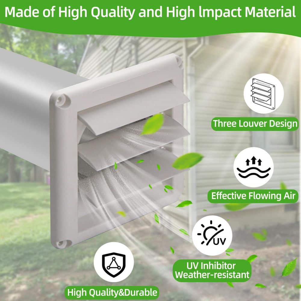 Laybus 4 in. Dryer Vent Kit with Hose, Duct Connector, Dryer Vent Hose Connector Wall Ducting Kit for Bathroom Ventilation (2)